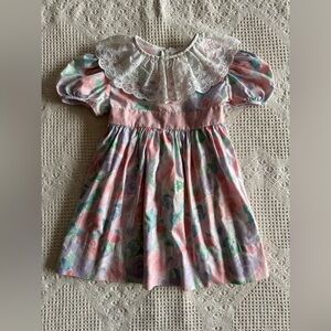 Vintage Handmade Lace Collared Easter Dress 3 T